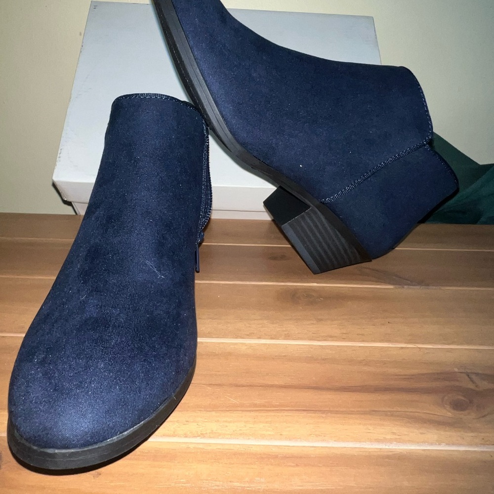 Style & Co Blue Ankle Booties with Suede Finish